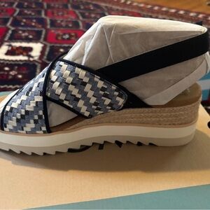 Toms Navy and White Espadrille Sandals